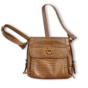 Coldwater Creek Faux Leather Faux Crocodile Skin Textured Crossbody Bag